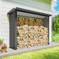 Legnaia con pavimento rialzato e tetto inclinato, in acciaio zincato 213x66,5x150cm Grigio