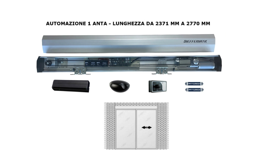 PORTA AUTOMATICA A VETRI 1 ANTA FINO A 277 CM 24V PER BAR ACCESSI AUTOMATICI