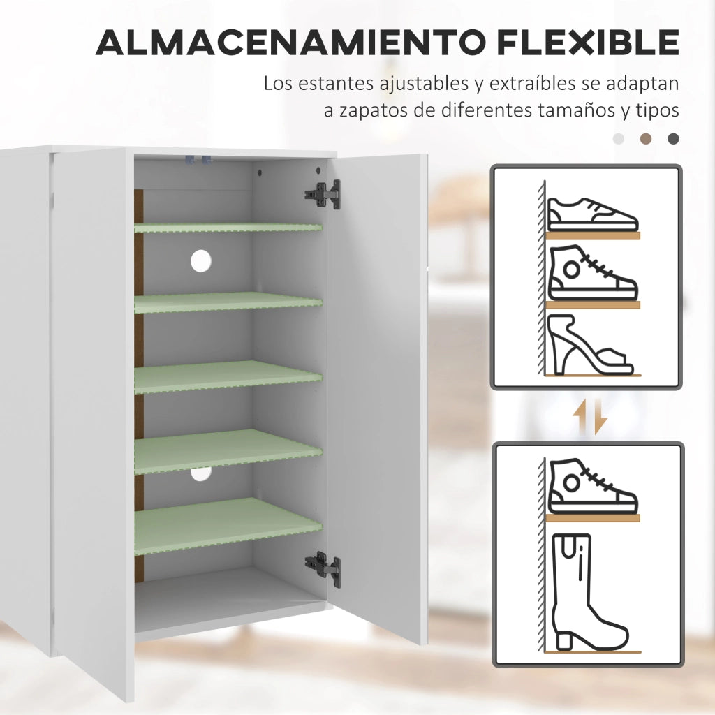 Scarpiera con Specchio per 18 Paia ¨C Minimal ¨C Bianco 60x32x95 cm