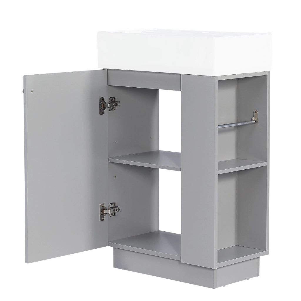 MOBILE SOTTO LAVABO 55 cm con lavabo in ceramica, grigio