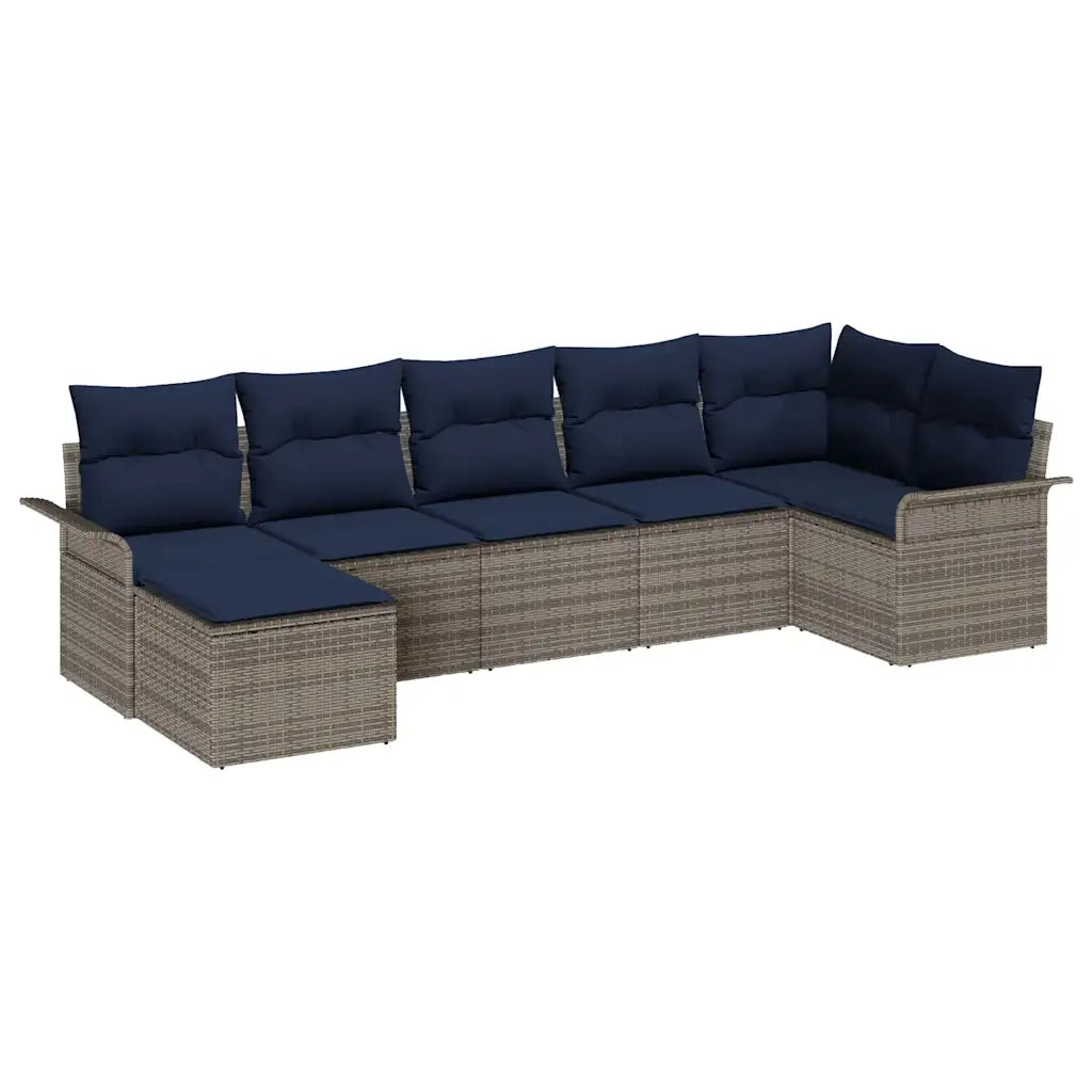 Set Divano da Giardino con cuscino Grigio polyrattan 3345455