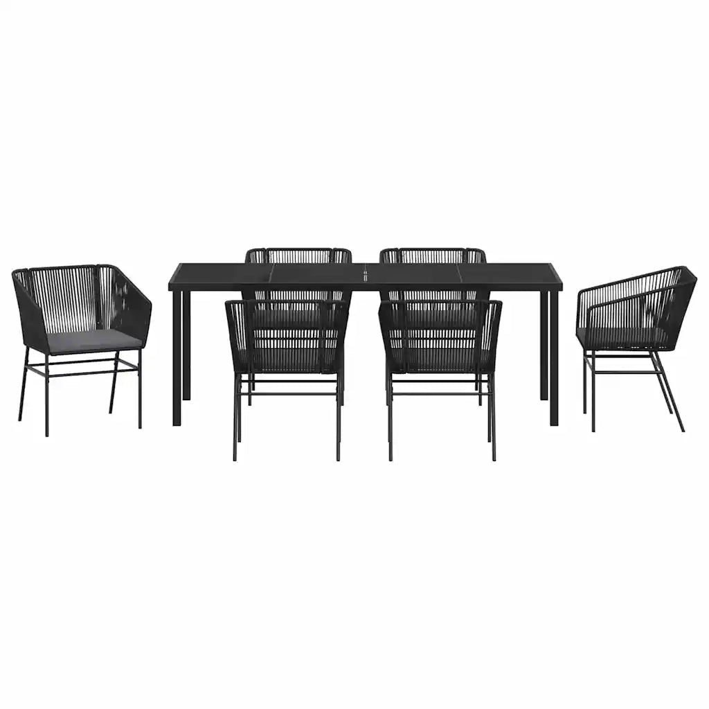 Set da Pranzo per Giardino con cuscino 7 pcs Nero 3380923