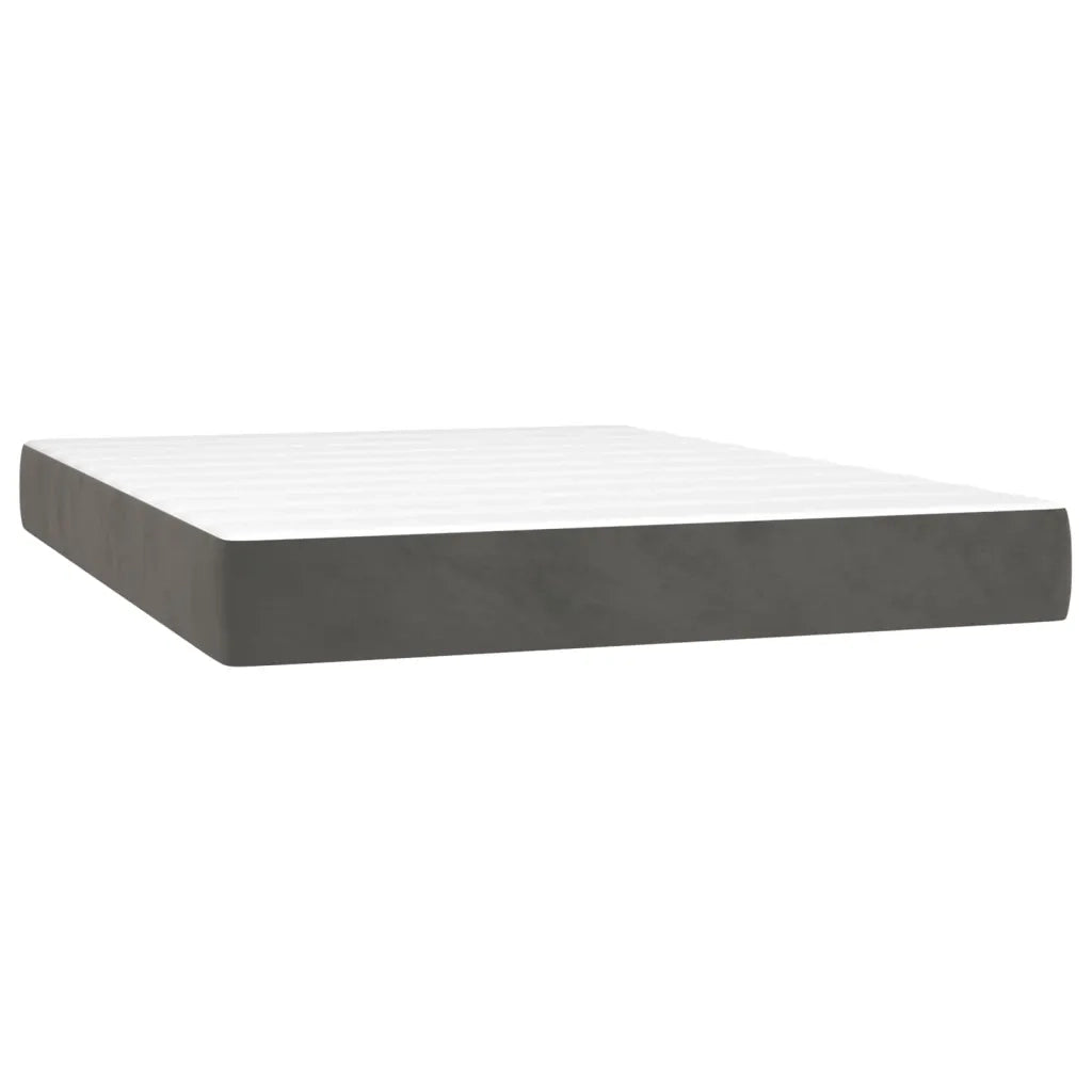 Letto a Molle con Materasso e LED Grigio Scuro 140x200 cm 3136126