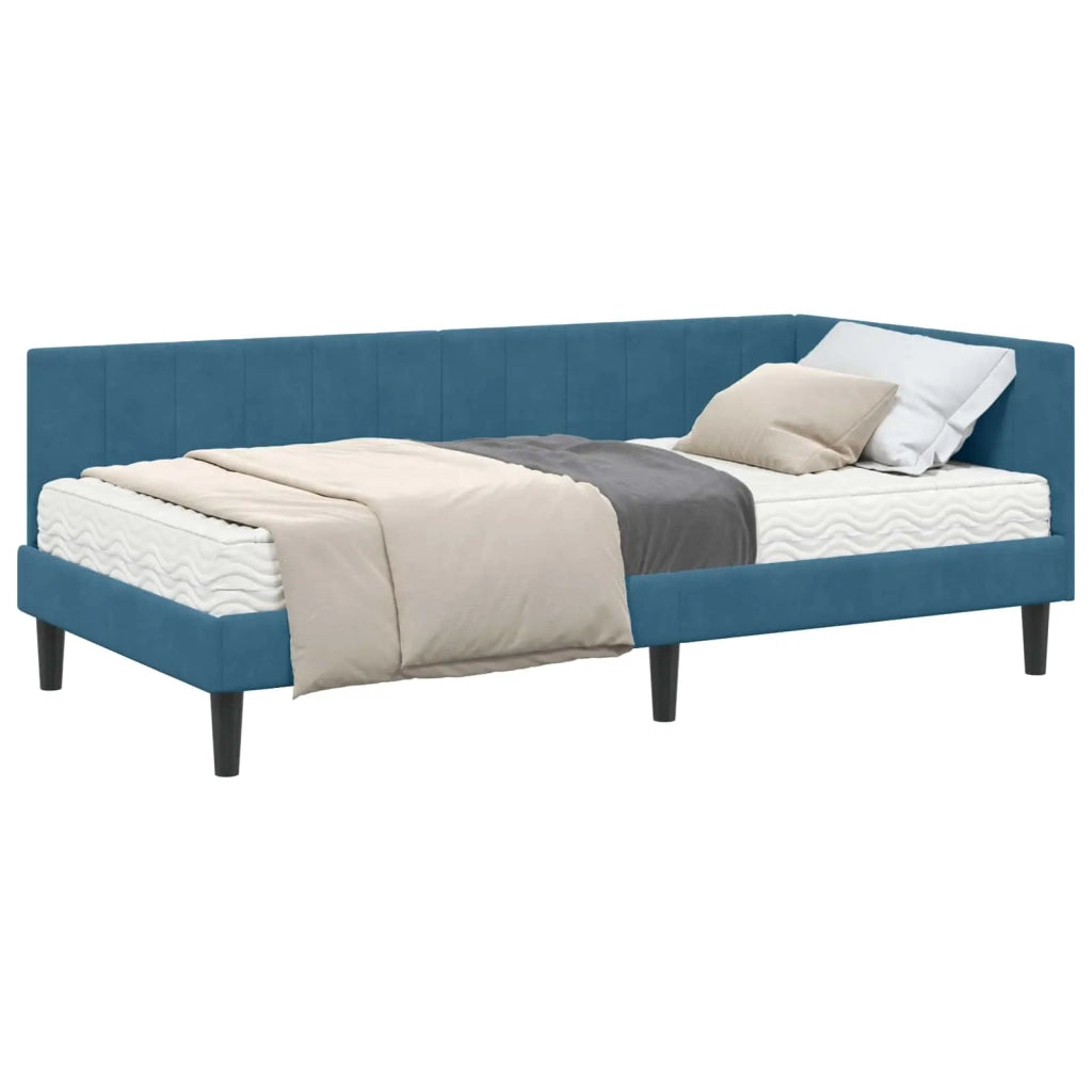 Struttura Letto Angolare con Materasso 2 pcs Blu Velluto 3393897