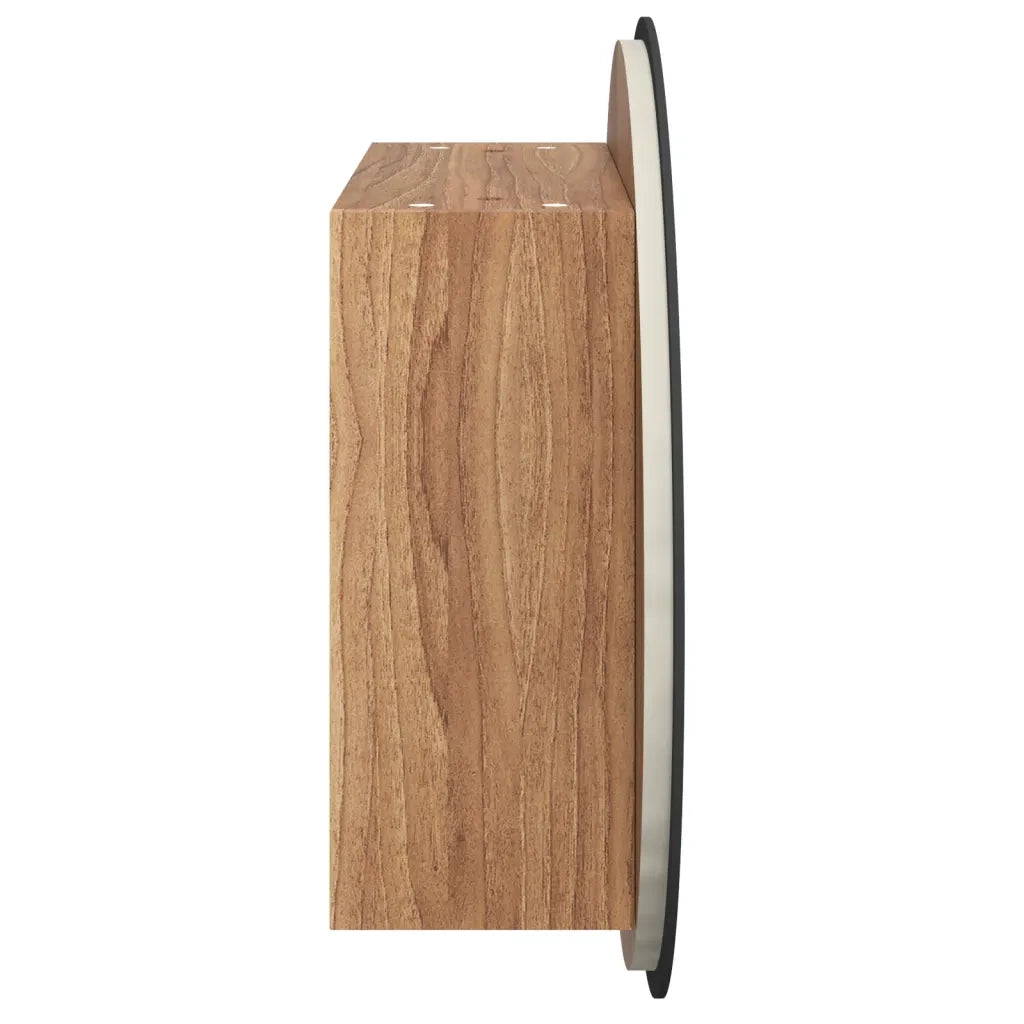 Armadio da Bagno con Specchio Rotondo e LED-Mobile bagno con specchio Rovere 47x47x17,5cm