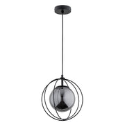 Lampada sospensione loft nera vetro fumé E14 Alfa Sonar