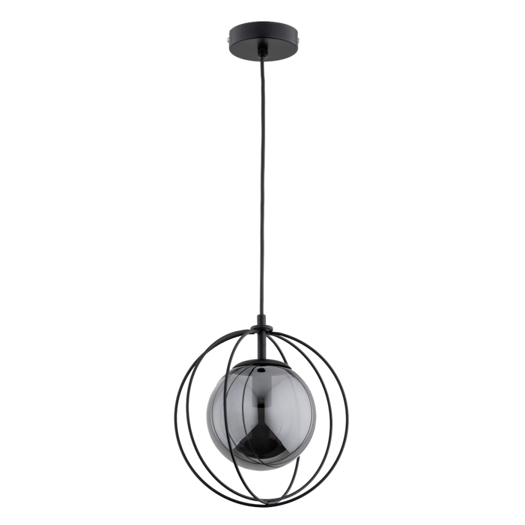 Lampada sospensione loft nera vetro fumé E14 Alfa Sonar