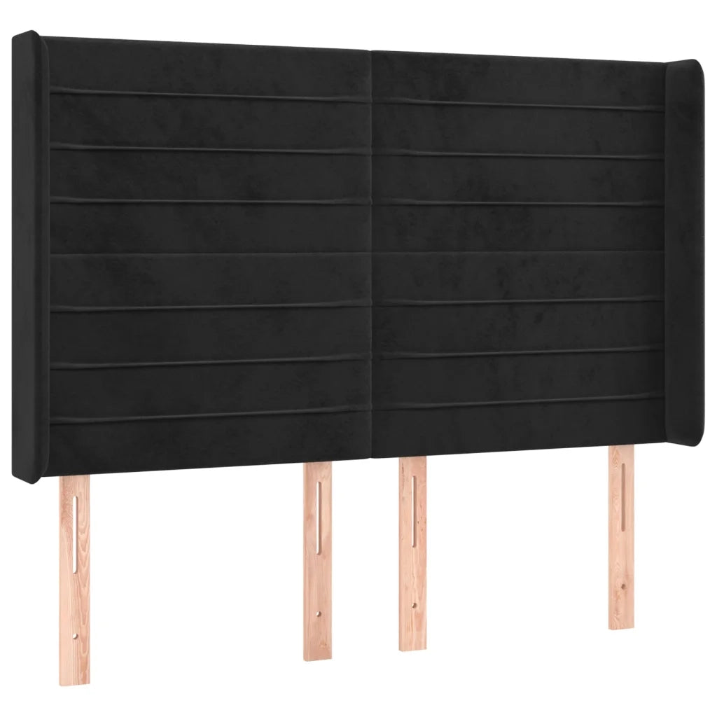 Letto a Molle con Materasso e LED Nero 140x190 cm in Velluto 3139621