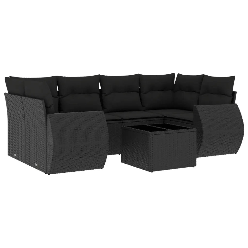 Set Divani da Giardino con Cuscini 7pz Nero Polyrattan 3221114