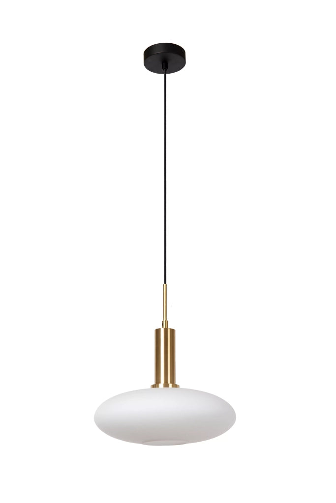 Lampada a sospensione Singala vetro bianco ottone E27