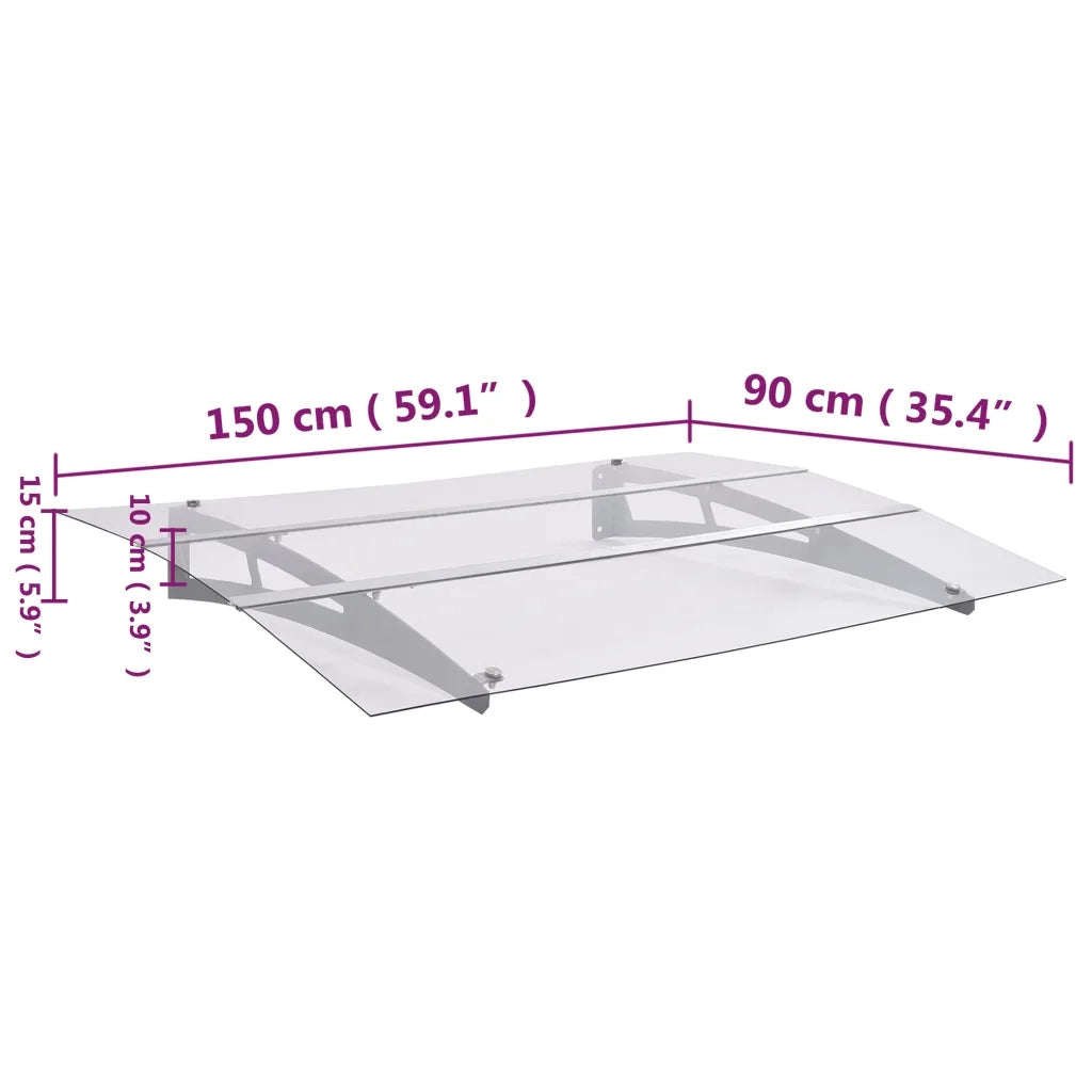 Baldacchino per Porta Argento e Trasparente 150x90 cm PET 144829