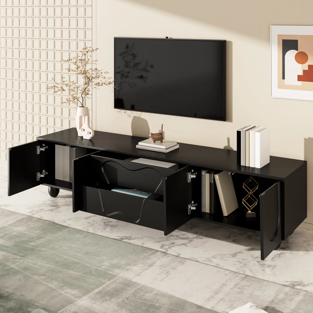 Cassettiera TV nera in truciolato lunghezza 180 cm