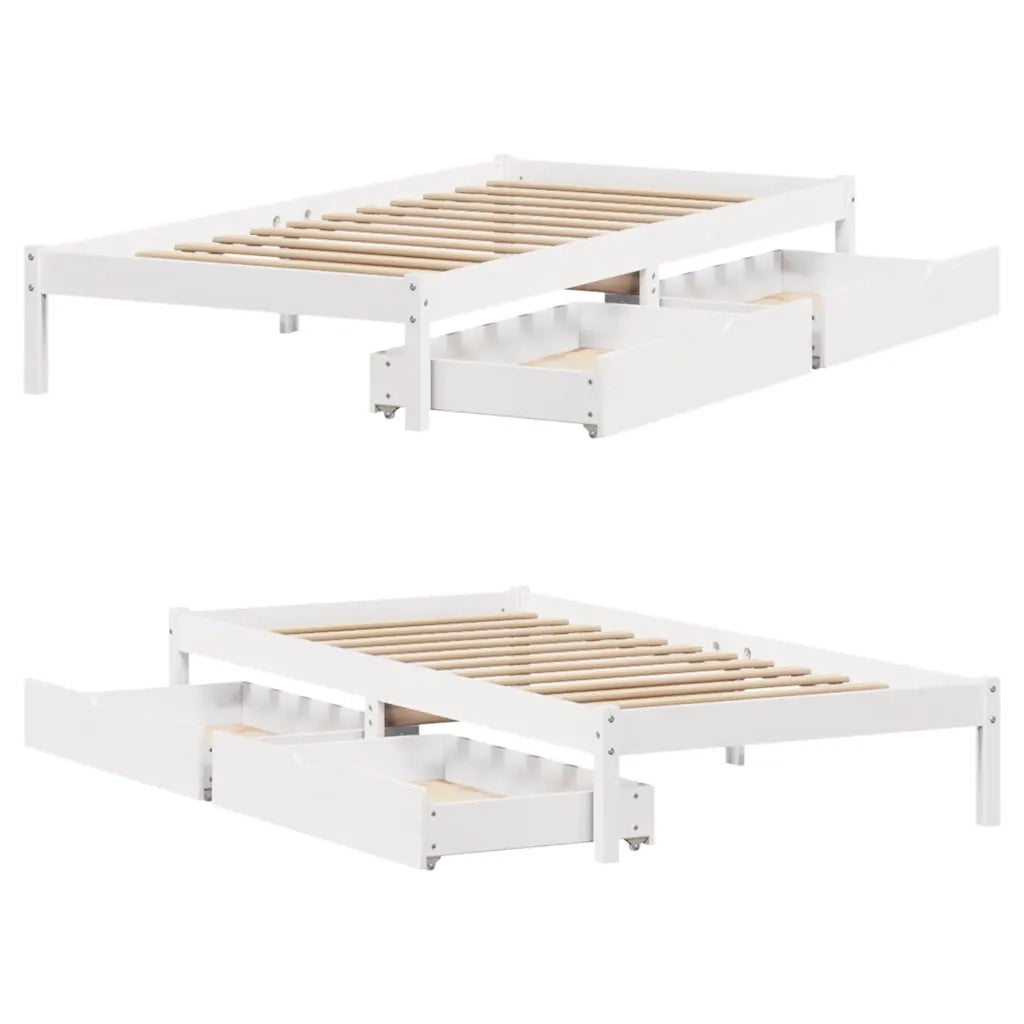 Letto singolo | Letto per adulti | Giroletto senza Materasso Bianco 100x200 cm Legno Massello Pino