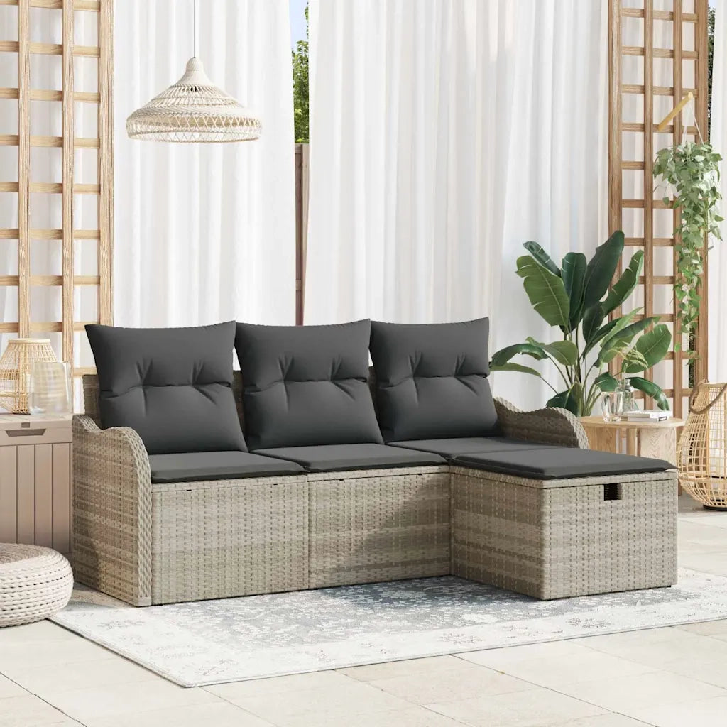 Set Divano da Giardino 4 pcs Grigio chiaro polyrattan 3358951