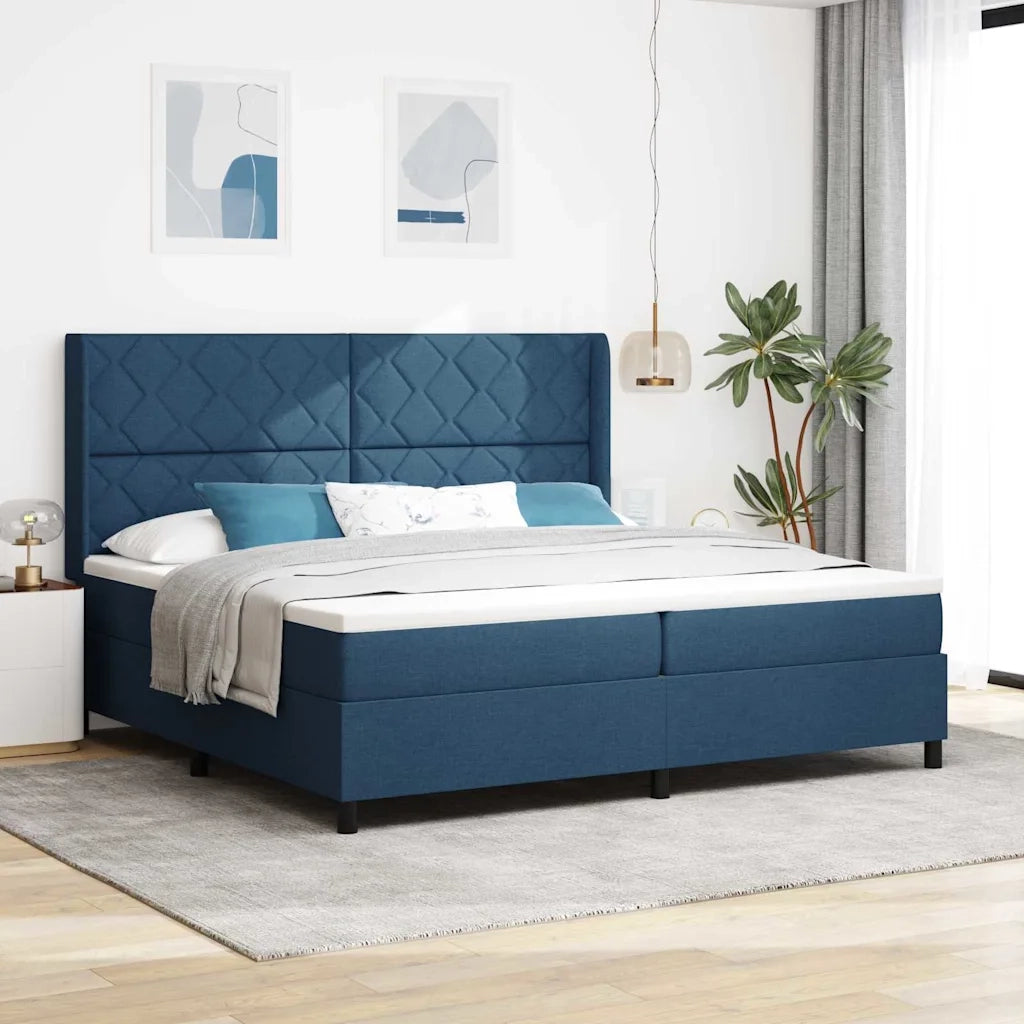Letto a Sorgente LED con materasso Blu 200 x 200 cm Tessuto 3343594
