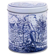 Contenitore in metallo blu e bianco D10x11,5h cm
