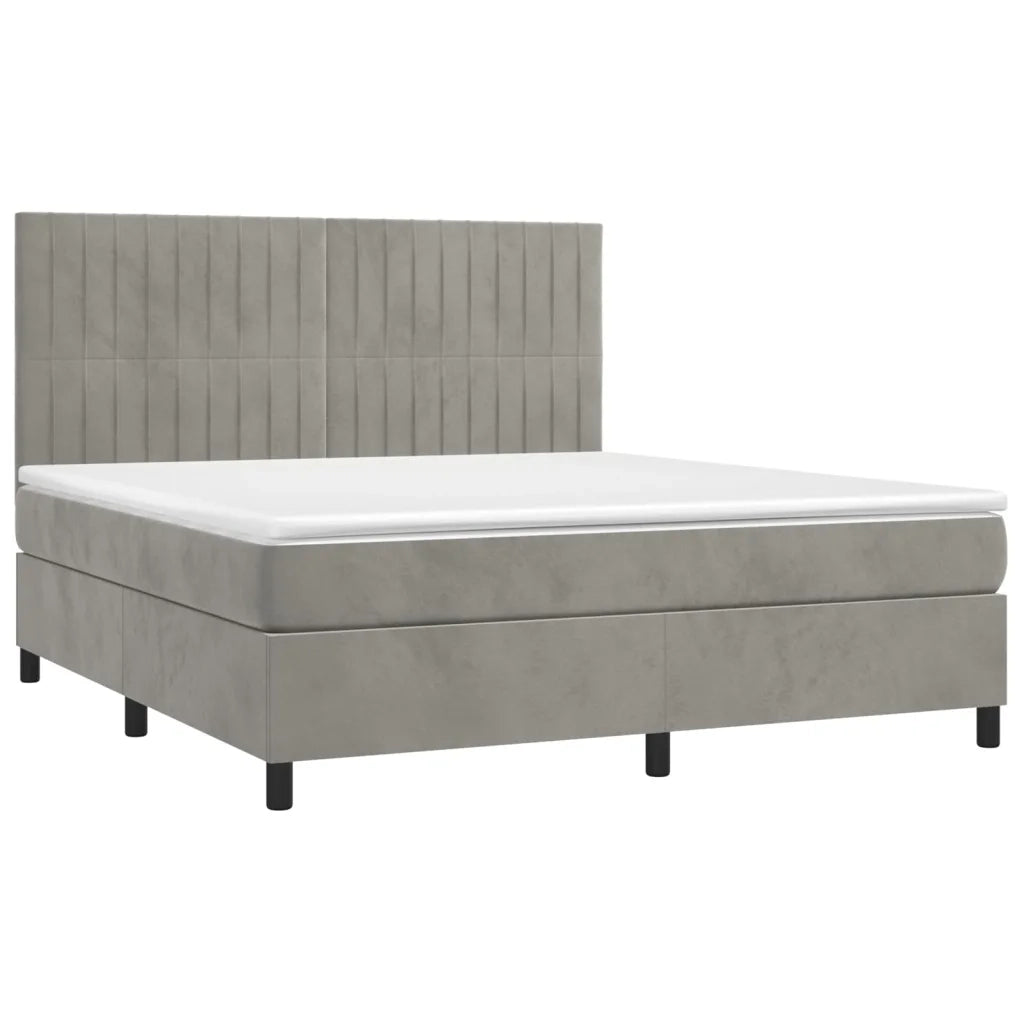 Letto a Molle Materasso e LED Grigio Chiaro 180x200 cm Velluto 3136257