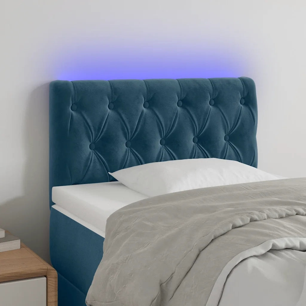 Testiera | Testata a LED Blu Scuro 80x7x78/88 cm in Velluto