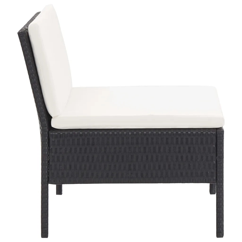 Set Divani da Giardino 3 pz con Cuscini in Polyrattan Nero 48960