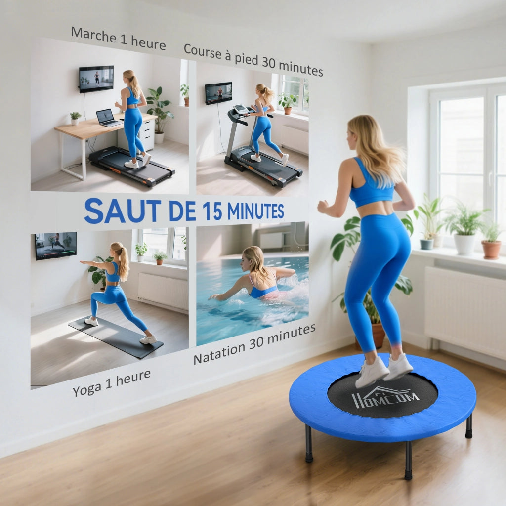 Trampolino fitness mini ¨C Xylo ¨C ? 81 cm, carico 100 kg, piedini antiscivolo, blu e nero