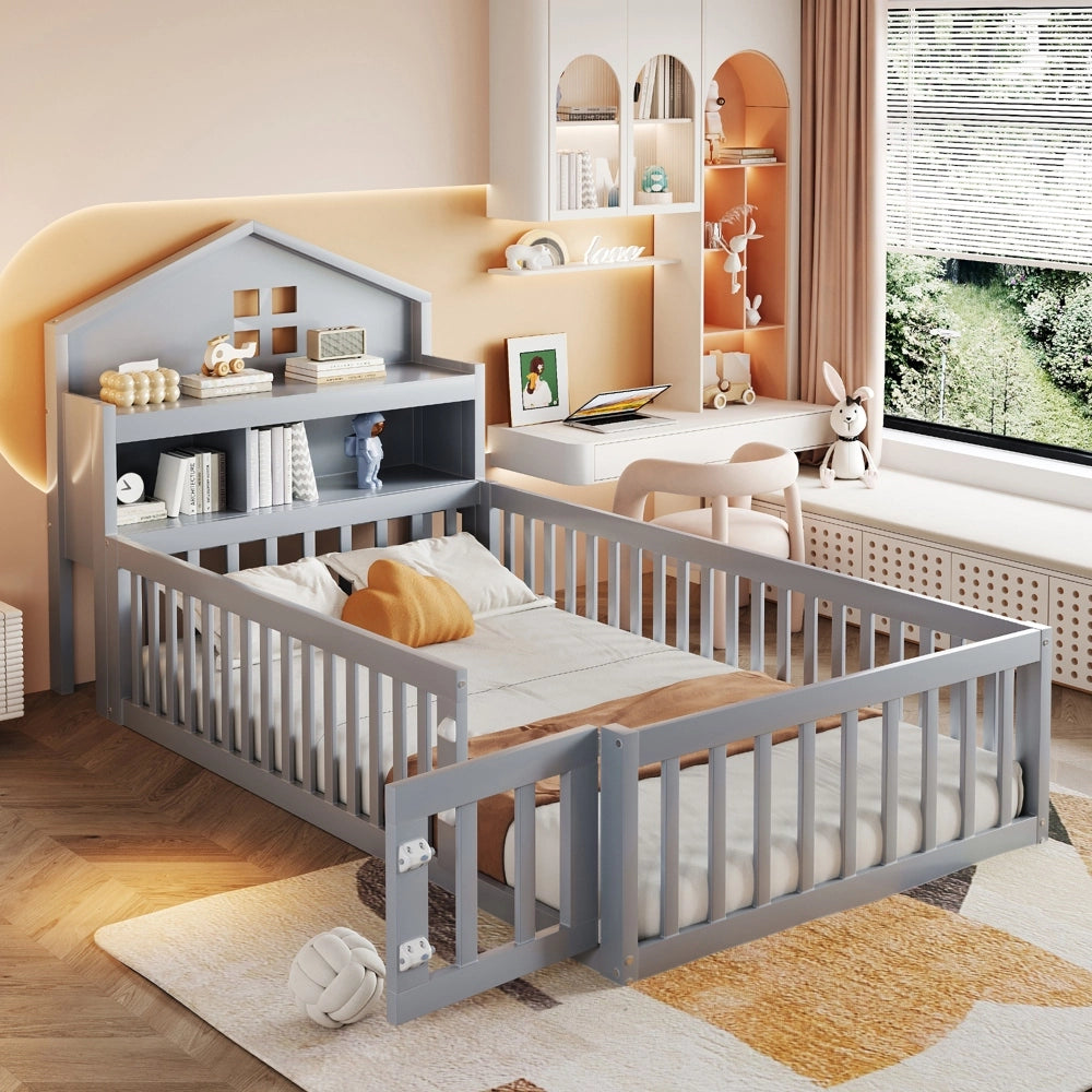 Letto bambini - Xylo - 90x200 cm contenitore grigio