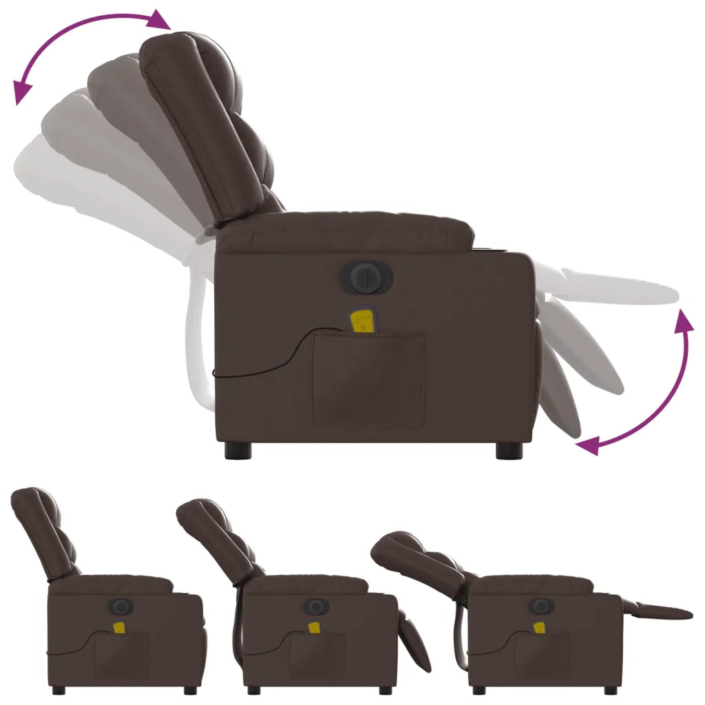 Poltrona Massaggiante Elettrica Marrone in Similpelle 3206549
