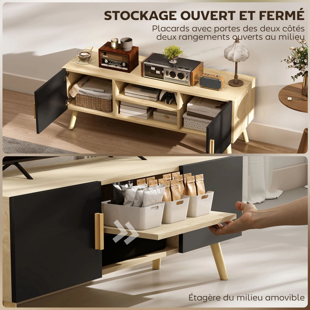 Mobile TV in legno con ripiani e ante ¨C Minimal ¨C Rovere 120x30x50