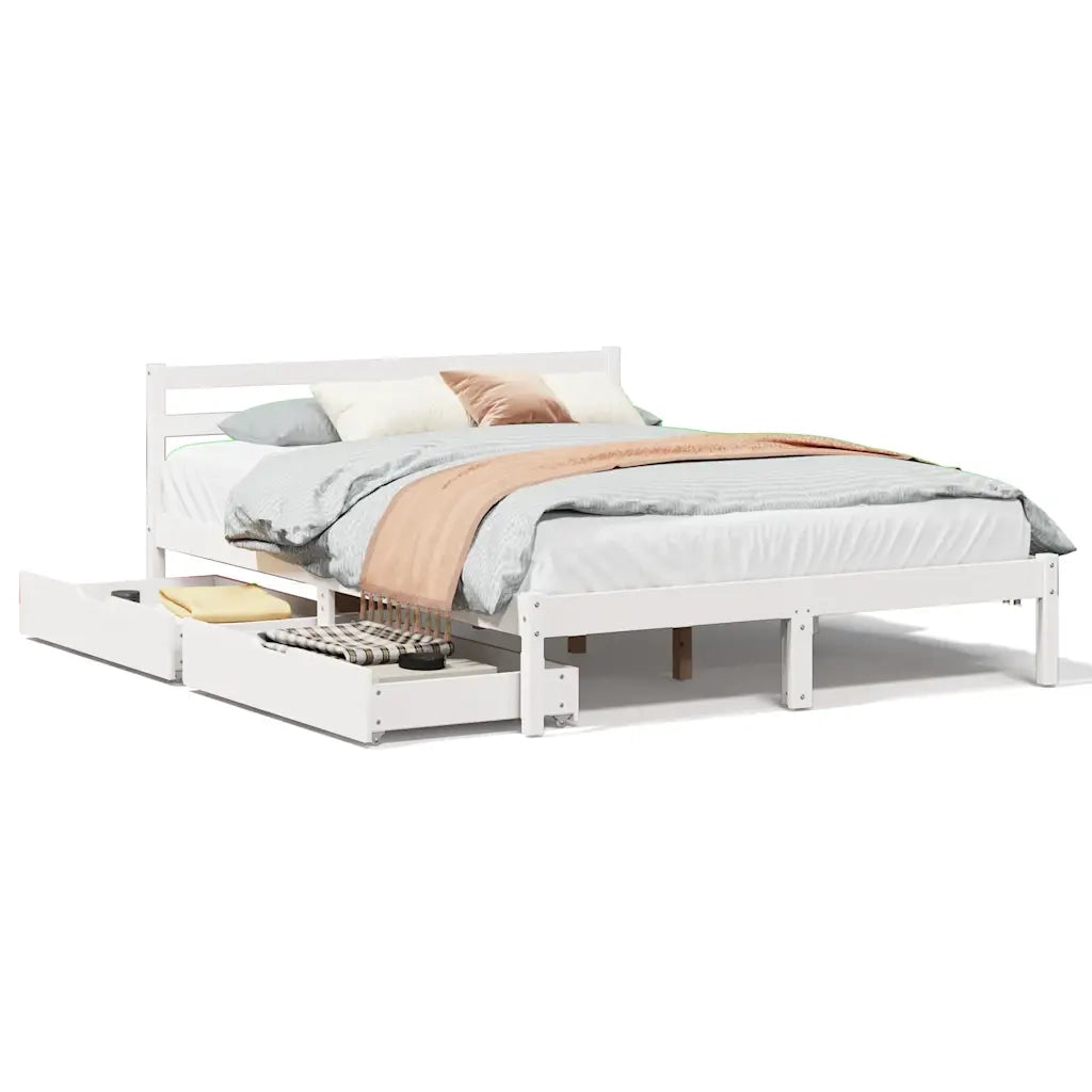 Letto senza Materasso-Struttura Letto Bianco 140x190 cm Legno Massello di Pino 650368
