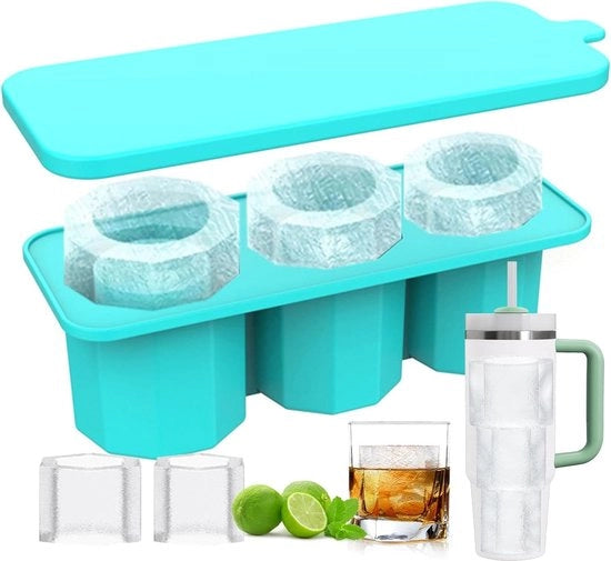 Tappo termosbottiglia a forma di cubetto di ghiaccio in silicone - 3-in-1 supporto per cubetti di ghiaccio con coperchio - 100 ml - Tazza per il ghiaccio - a forma di cubetto di ghiaccio