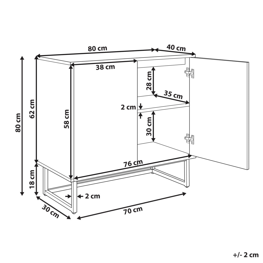 Credenza bianca e legno chiaro MDF impiallacciato in legno a 2 ante con ripiani Soluzione di archiviazione scandinava per la camera da letto