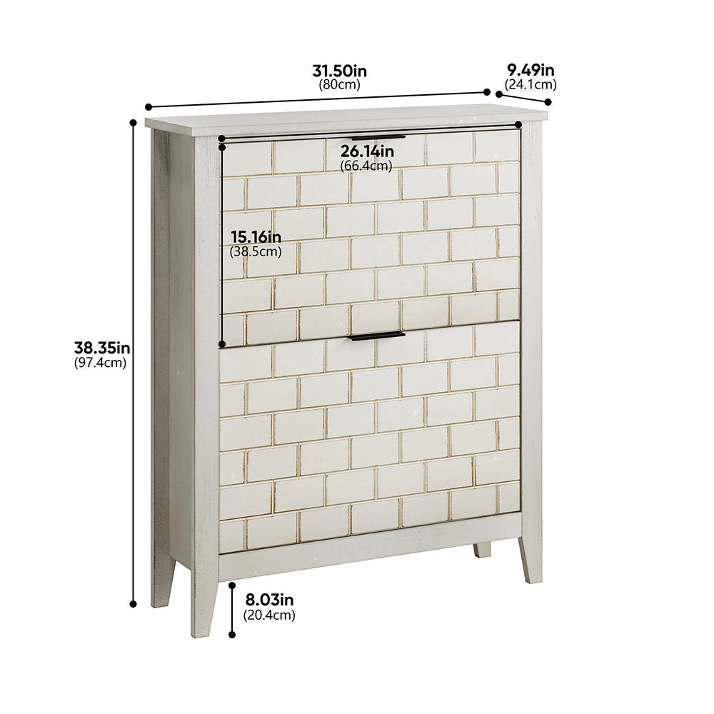 Armadietto scarpe - Xylo - 2 cassetti bianco 80cm per ingresso