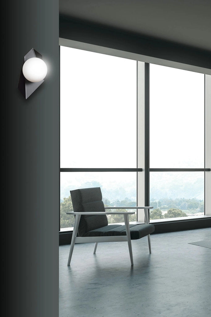 Applique Emibig Drifton K1 nero vetro acciaio E14 1 luce