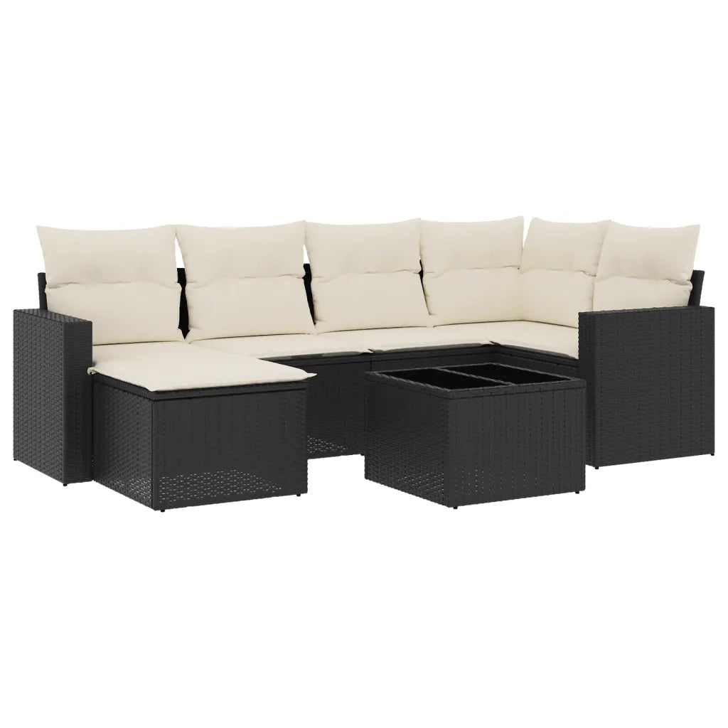 Set Divani da Giardino con Cuscini 7pz Nero Polyrattan 3219256
