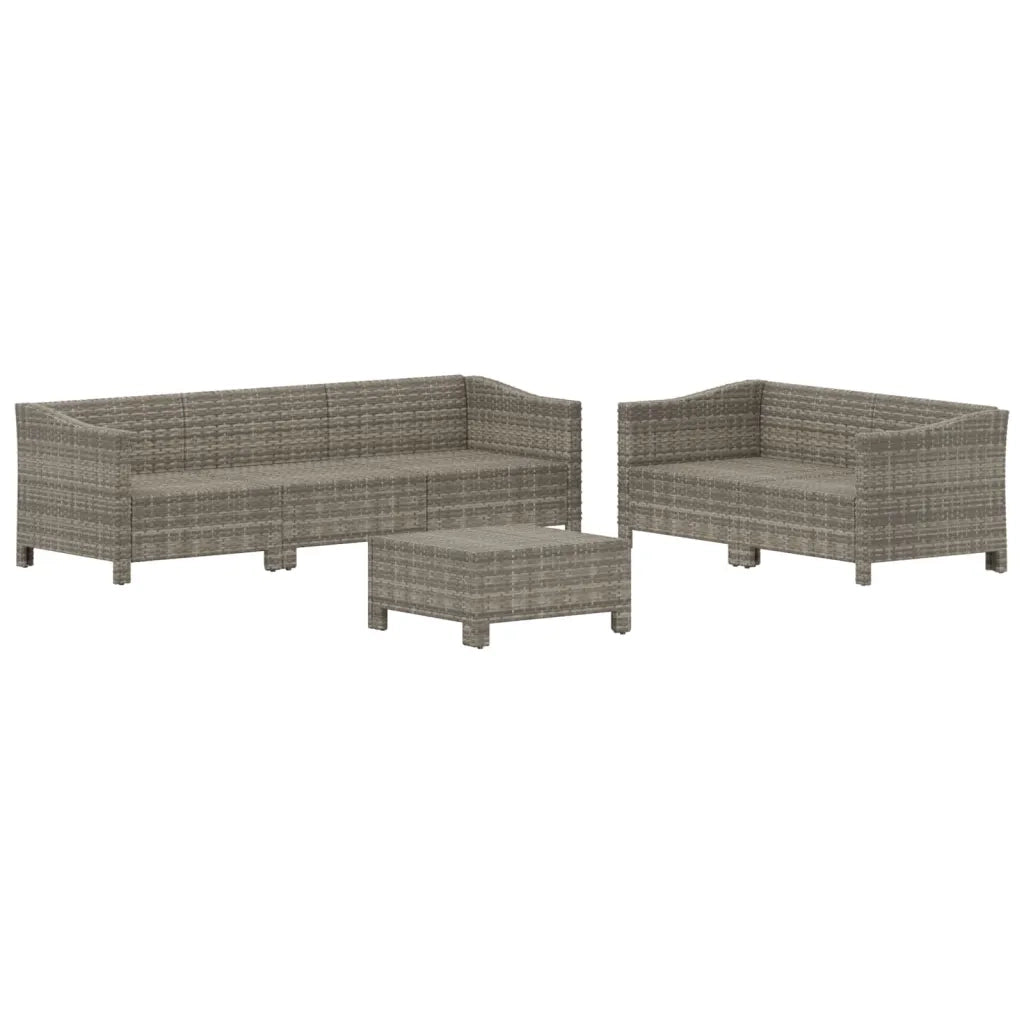 Set Divani da Giardino 6 pz con Cuscini in Polyrattan Grigio 3187265