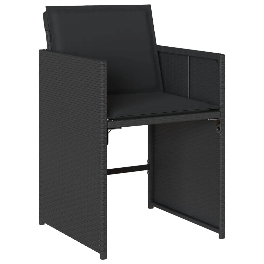 Set da Pranzo da Giardino 9 pz con Cuscini Nero in Polyrattan 3277902