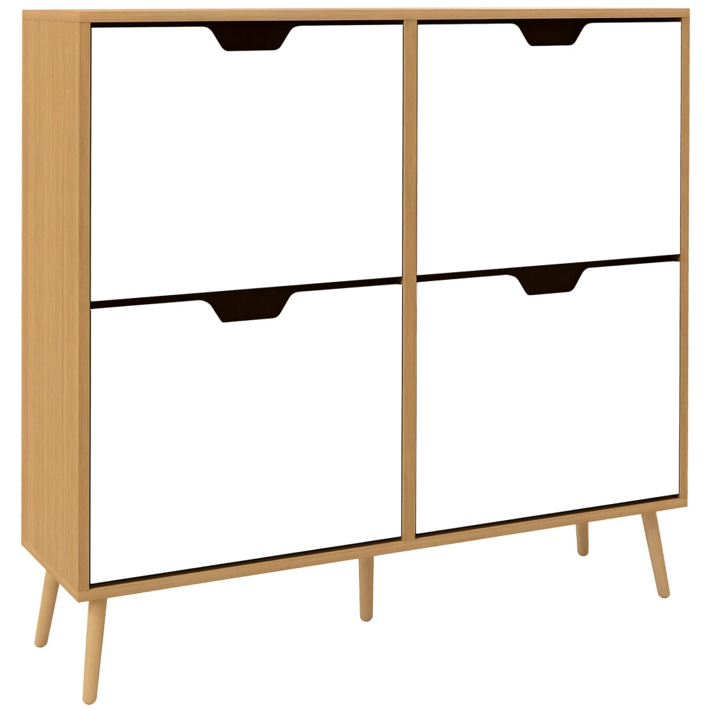 Scarpiera 4 ante con ripiano regolabile ¨C Minimal ¨C 95x26x95 cm in legno di pino naturale