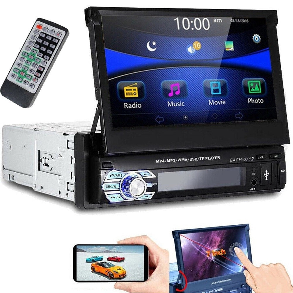 Trade Shop - Autoradio 1 Din Con Schermo A Scomparsa 7 Stereo Auto Touch Bluetooth Gps Usb Sd -