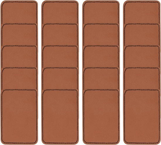 20 Etichette in PU Bianco Quadrati in Pelle con Adesivo per Abbigliamento Scarpe Borse - 7,6 x 5 cm - Kaki