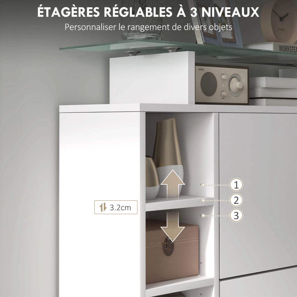Scarpiera con 2 cassetti e ripiani regolabili ¨C zephmum ¨C bianco 89x25x92 cm