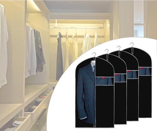 Set di 4 Borse per Viaggio Ademend 152cm x 60cm con Finestra Translucida e Chiusura Stoffa per Magazzino di Abbigliamento Zwart