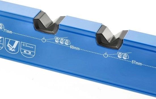 Livello 480 mm con indicatore 90° e 180° - precisione 0,5 mm/m - profilo in alluminio 16 mm blu