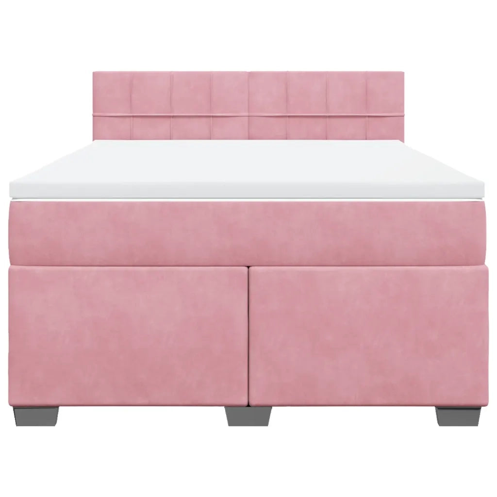 Giroletto a Molle con Materasso Rosa 140x190 cm in Velluto 3288611