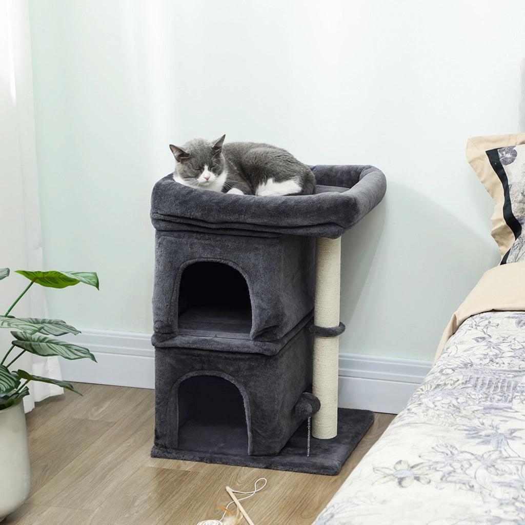 Casetta per Gatti con Piattaforma e 2 Ripari ¨C Zephmum ¨C Grigio