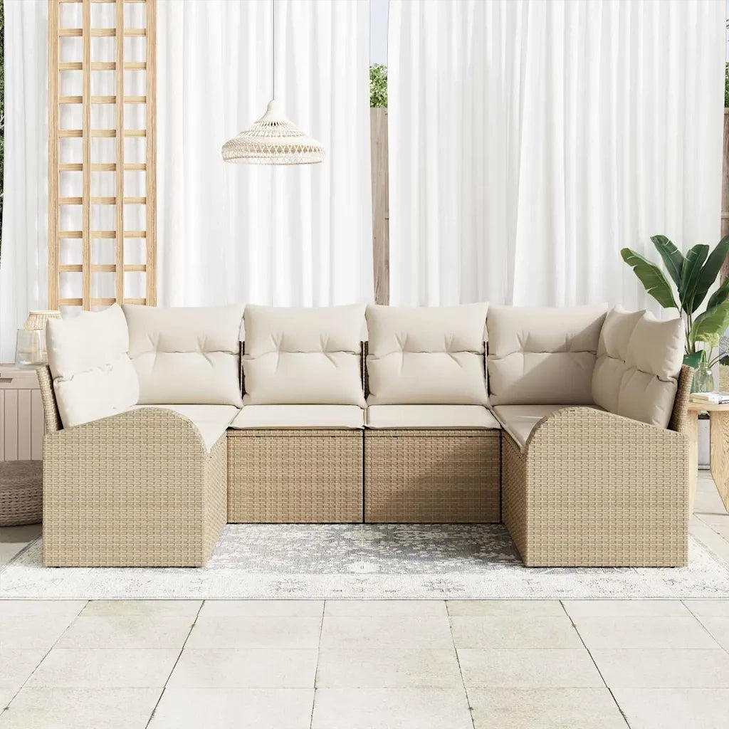 Set Divano da Giardino 6 pcs Beige e Bianco polyrattan 3354850