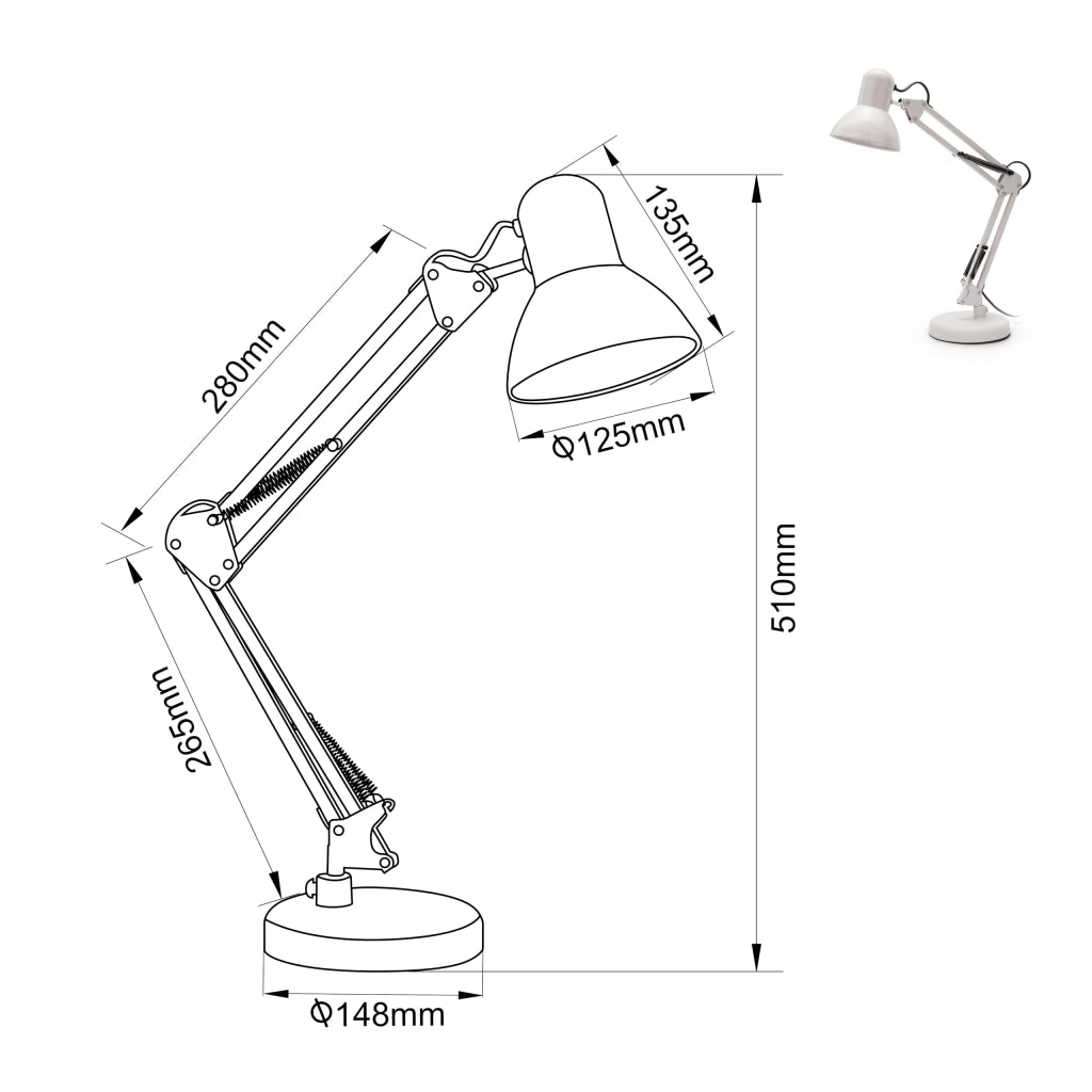 Lampada da Tavolo Velamp Charleston Xl Colore Bianco