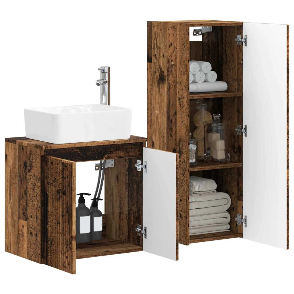 Set di mobili per il bagno 2 pz Legno antico 33 x 34,5 x 100 cm 3406131