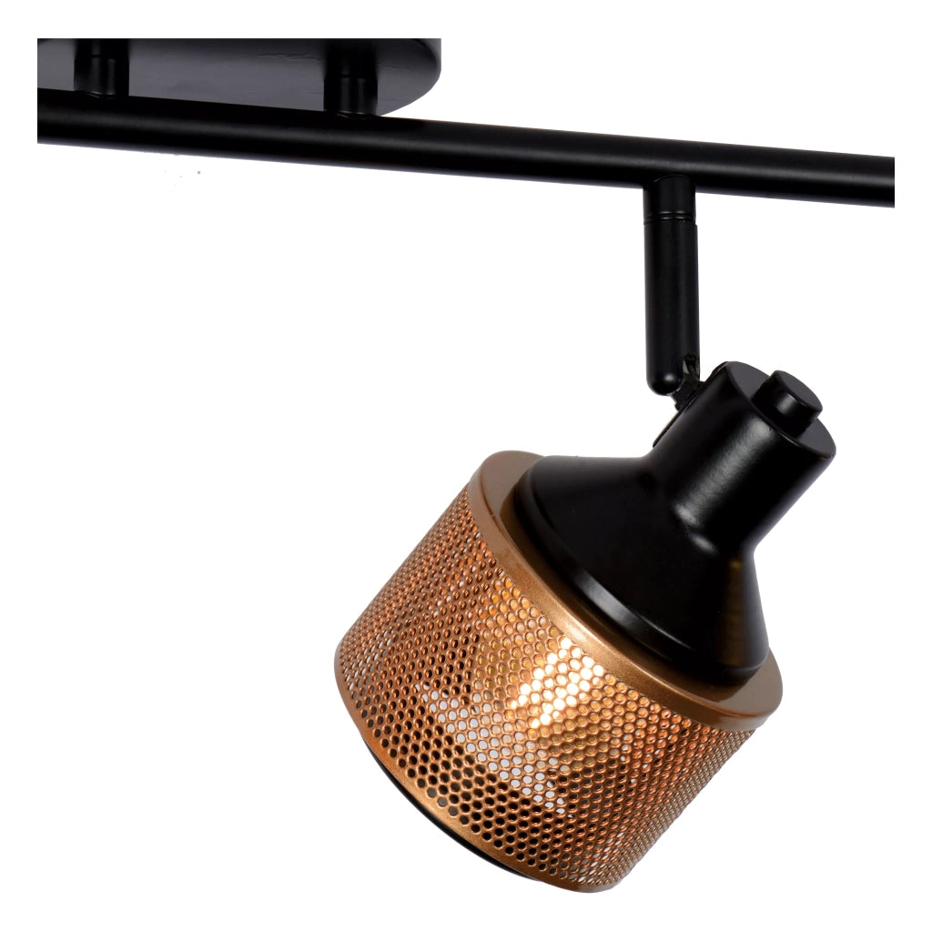 Plafoniera industriale Rafa 4 spot nero oro E14 Lucide
