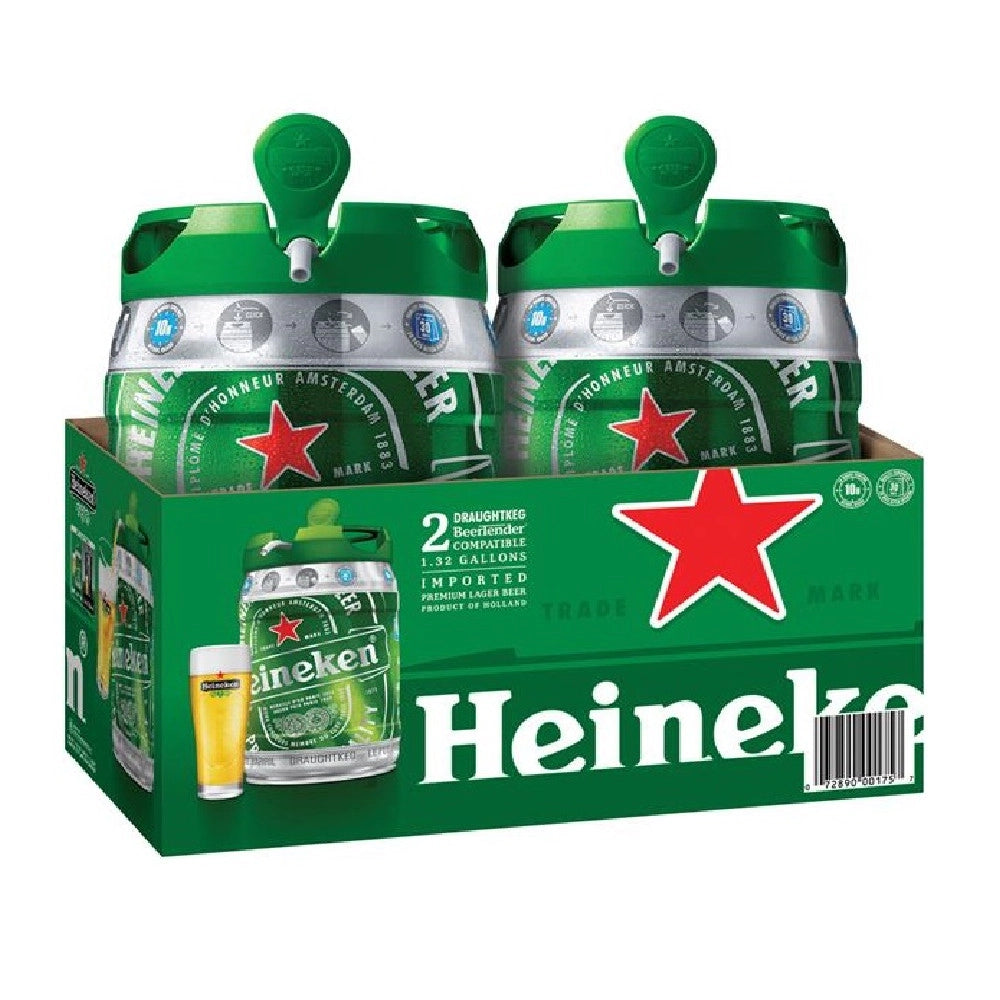 Birra heineken draught keg 2 fusti con erogatore da 5 litri