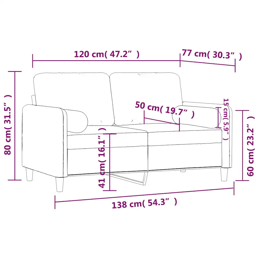 Divano a 2 Posti con Cuscini-Sofa 2 Posti con Cuscini Marrone 120 cm in Velluto 582749