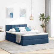 Letto con contenitore e materasso con testiera Blu 120 x 200 cm